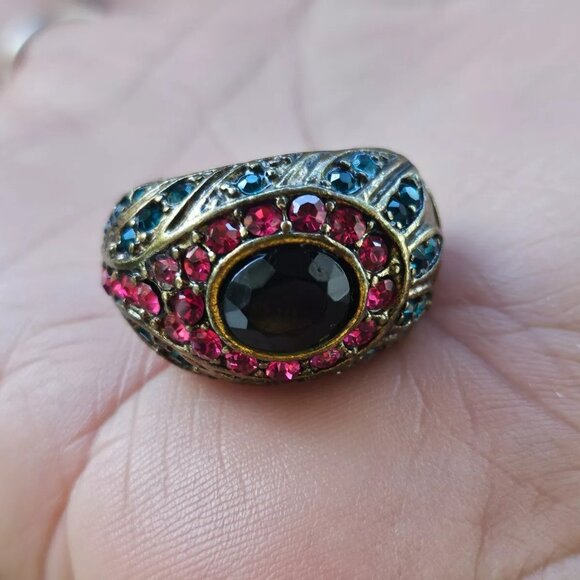 Women Ring Blue/Pink Crystals Accent Fashion Jewelry Size adjustable - Picture 6 of 12